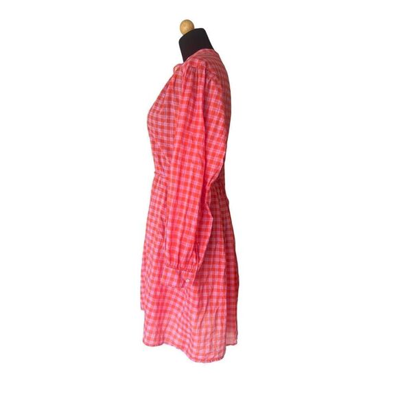 XiRena Womens Winnie Orange Pink Check Shirt Dress Size small MSRP $295 - Picture 8 of 10